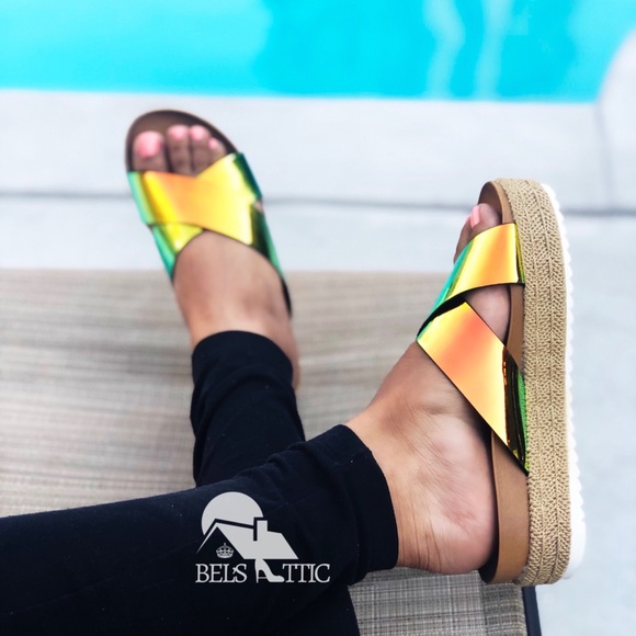 FINAL PRICE ♥️Holographic Neon Orange Sandals - Picture 5 of 8